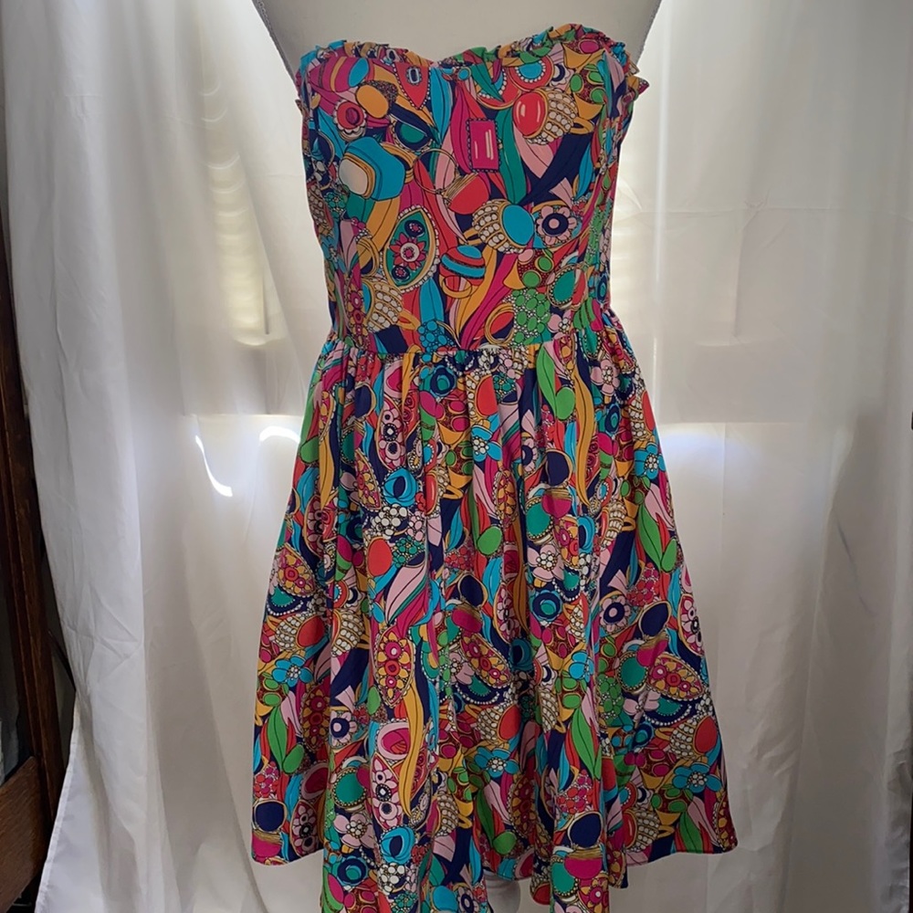 Lily Pulitzer strapless silk dress